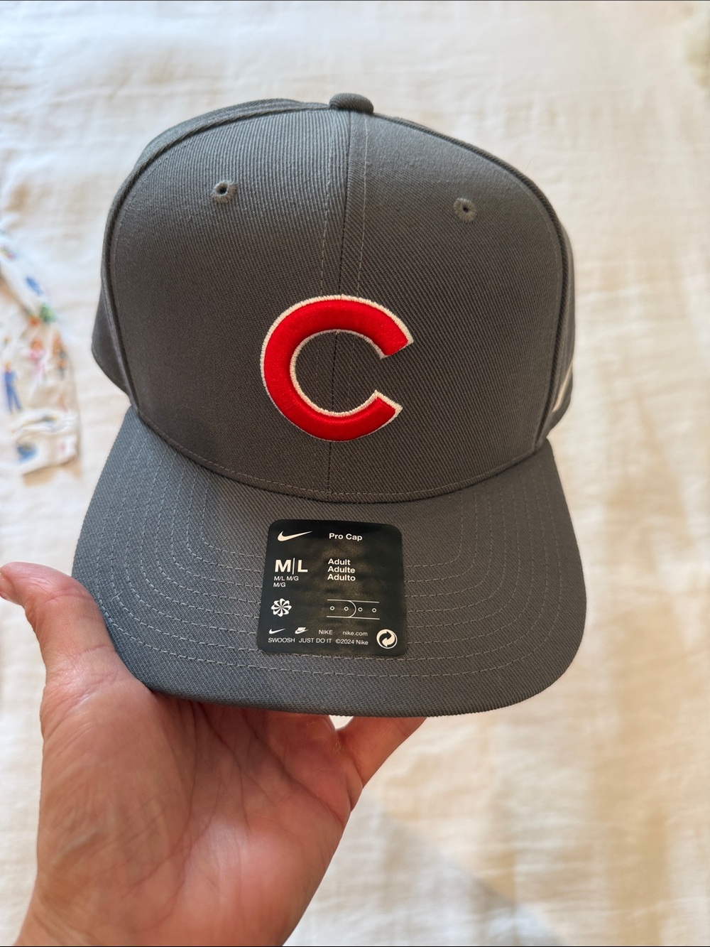 Nike Pro Cap Gray Baseball Hat with Red C Logo - M/L